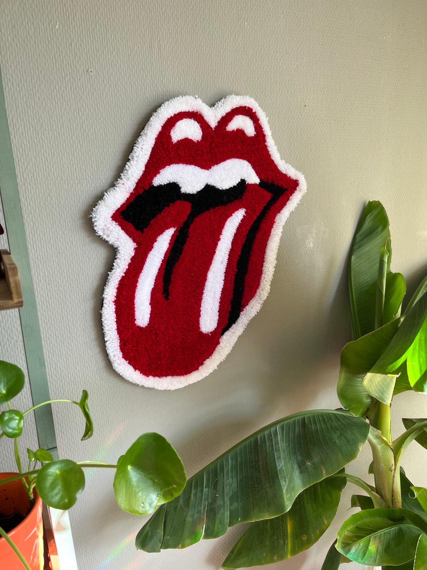 Rolling Stones Hand Tufted Wall Rug / Fiber art Home Decor