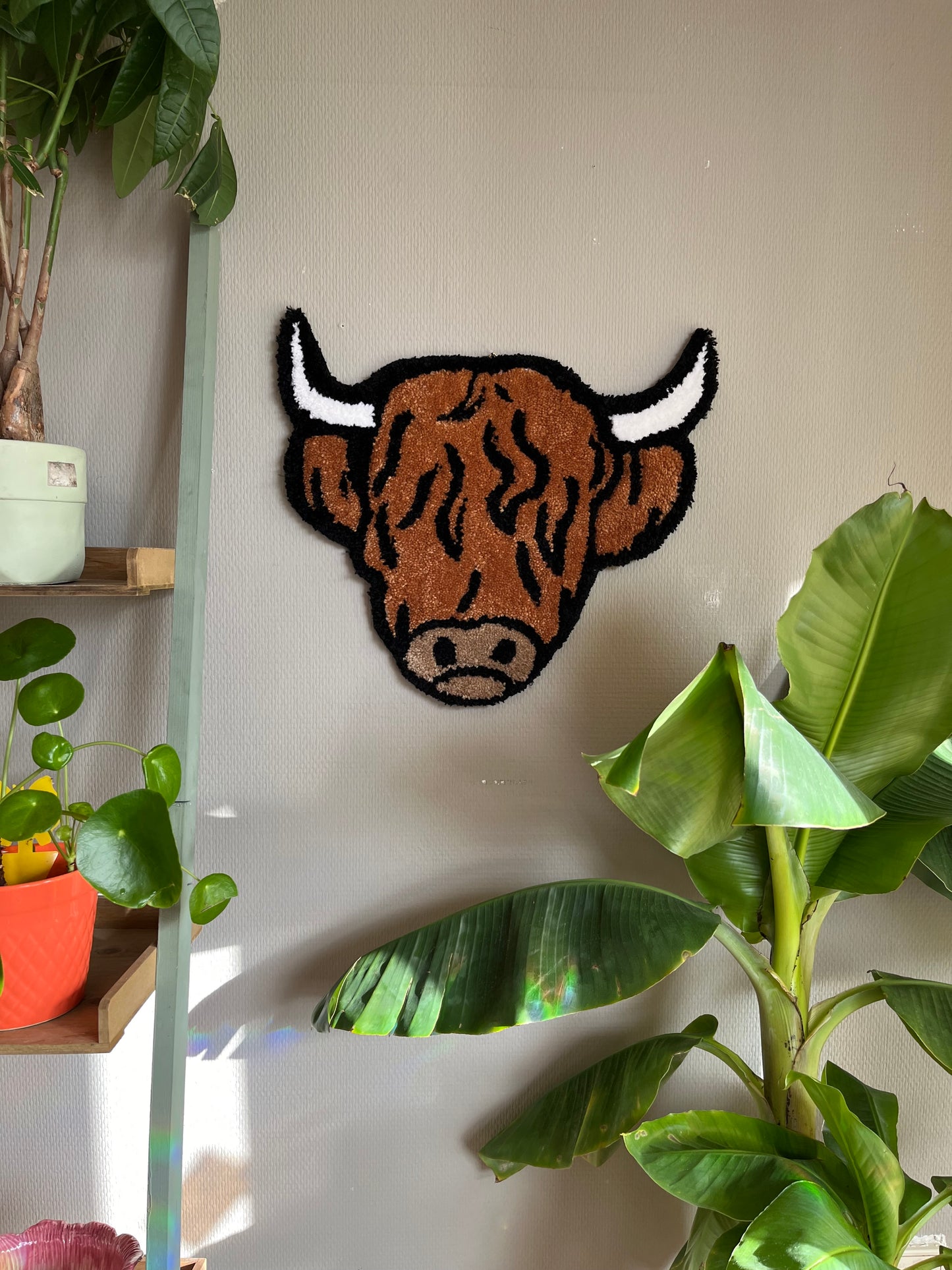Highland Cow Handmade Wall Rug / Tufted Bull Wall Art