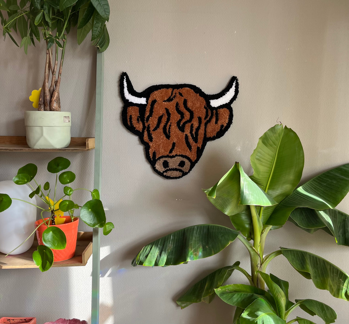 Highland Cow Handmade Wall Rug / Tufted Bull Wall Art