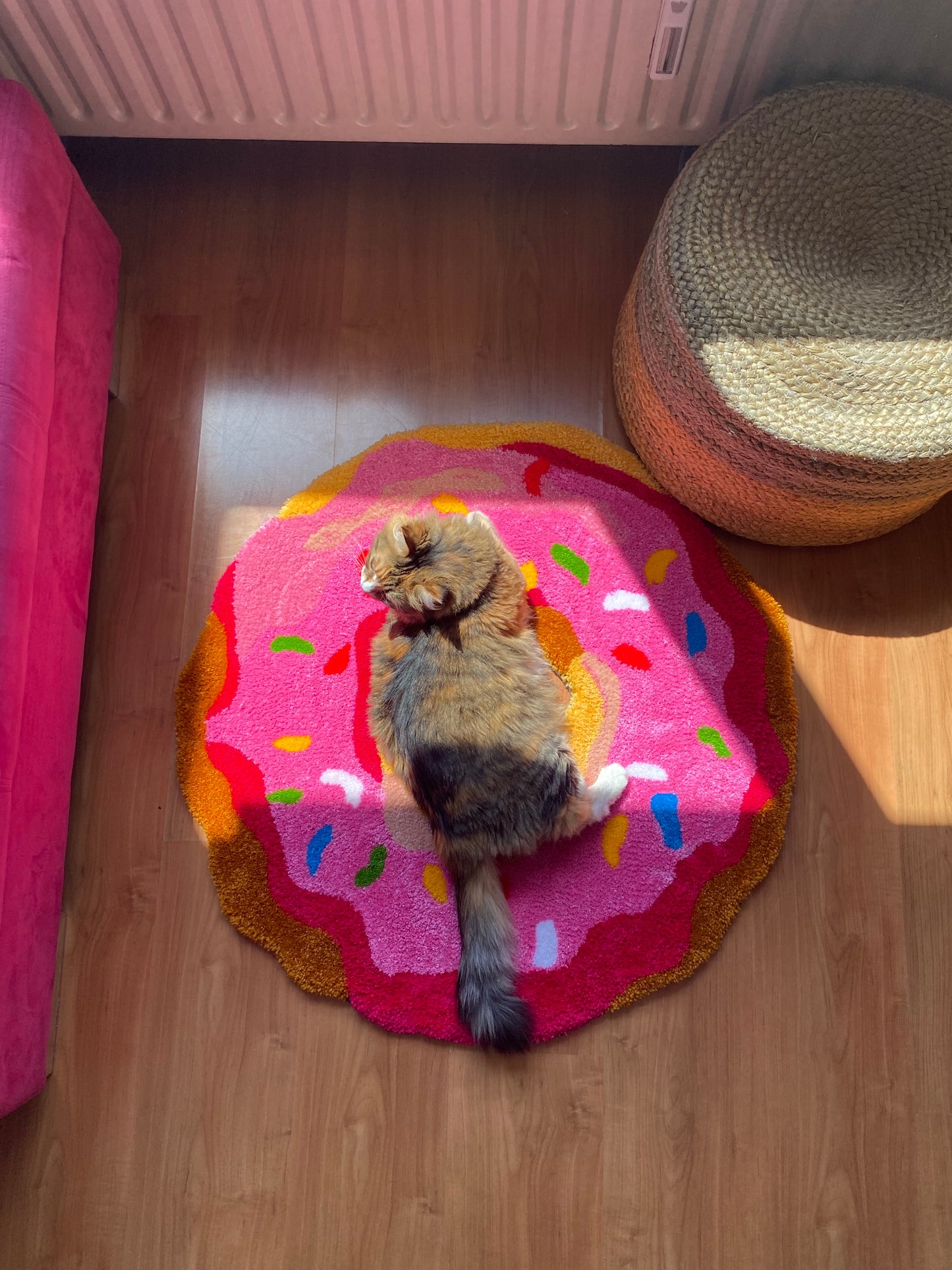 XXL Donut Handmade Rug / Colourful Area Rug / Maximalist Home Decor