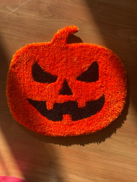 Pumpkin Rug / Hand Tufted Area Rug / Halloween Decoration Handmade Rug