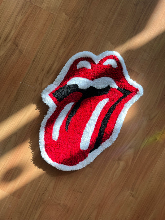 Rolling Stones Hand Tufted Wall Rug / Fiber art Home Decor